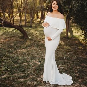 Pink Blush Maternity Gown. Size S White